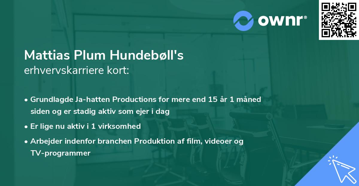 Mattias Plum Hundebøll's erhvervskarriere kort