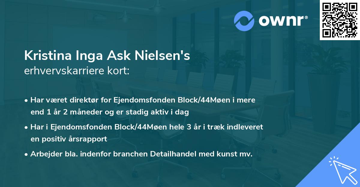 Kristina Inga Ask Nielsen's erhvervskarriere kort