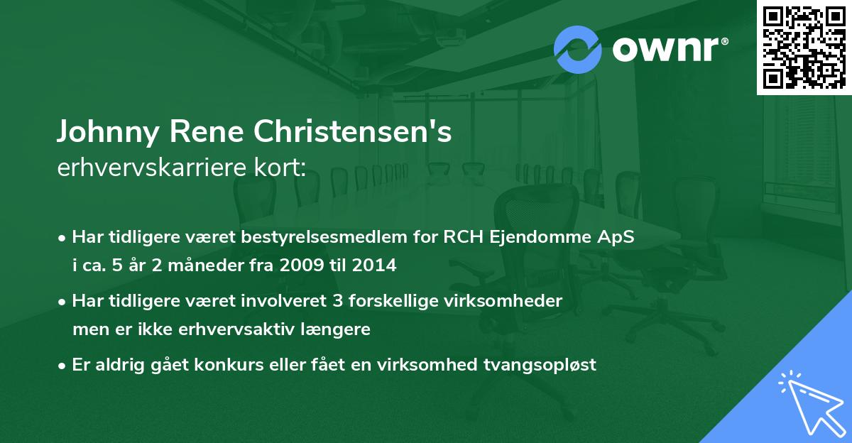Johnny Rene Christensen's erhvervskarriere kort