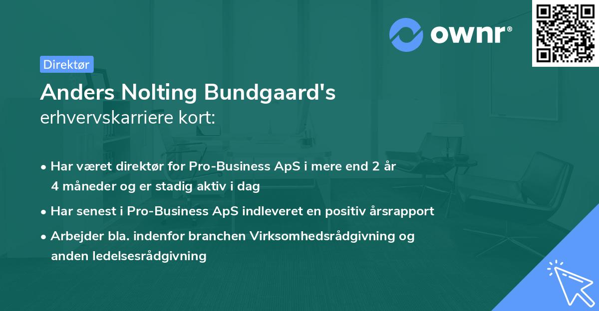 Anders Nolting Bundgaard's erhvervskarriere kort