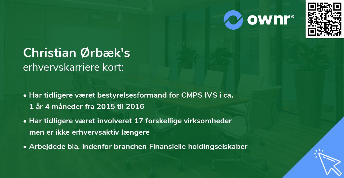 Christian Ørbæk's erhvervskarriere kort