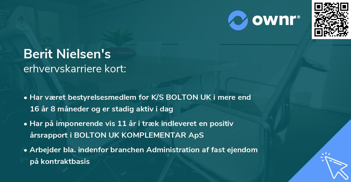Berit Nielsen's erhvervskarriere kort