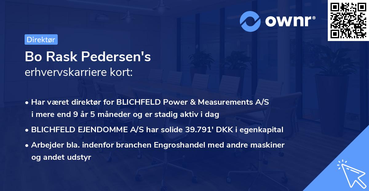 Bo Rask Pedersen's erhvervskarriere kort