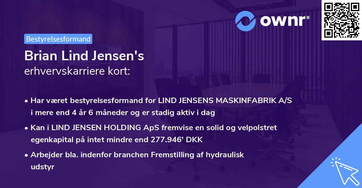 Brian Lind Jensen's erhvervskarriere kort