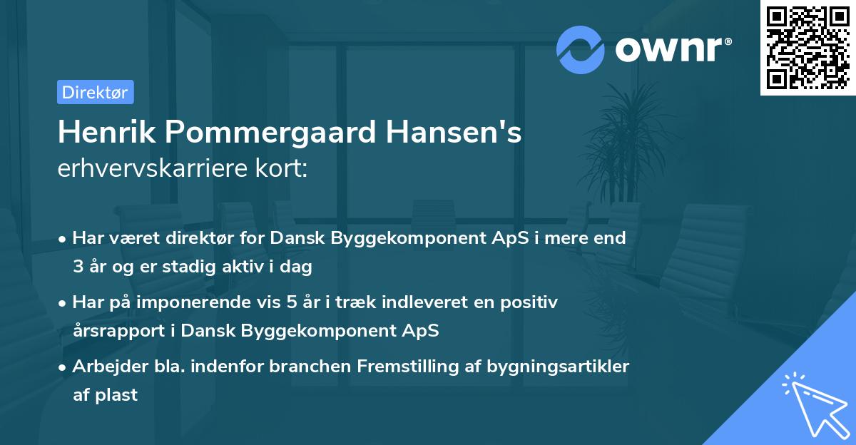 Henrik Pommergaard Hansen's erhvervskarriere kort