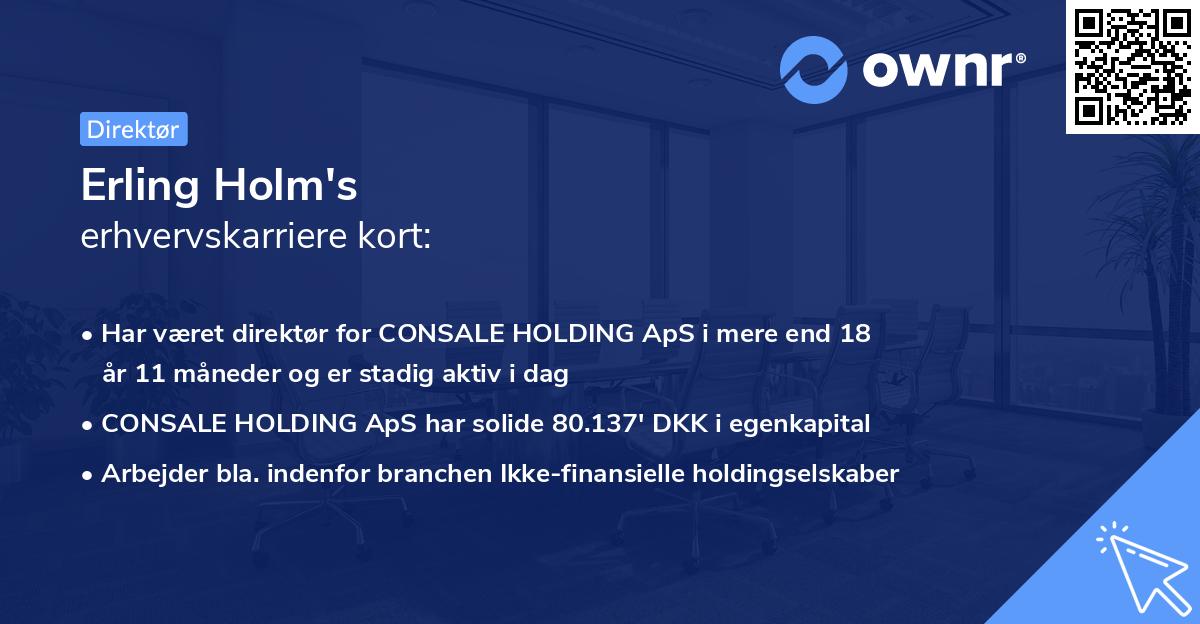 Erling Holm's erhvervskarriere kort