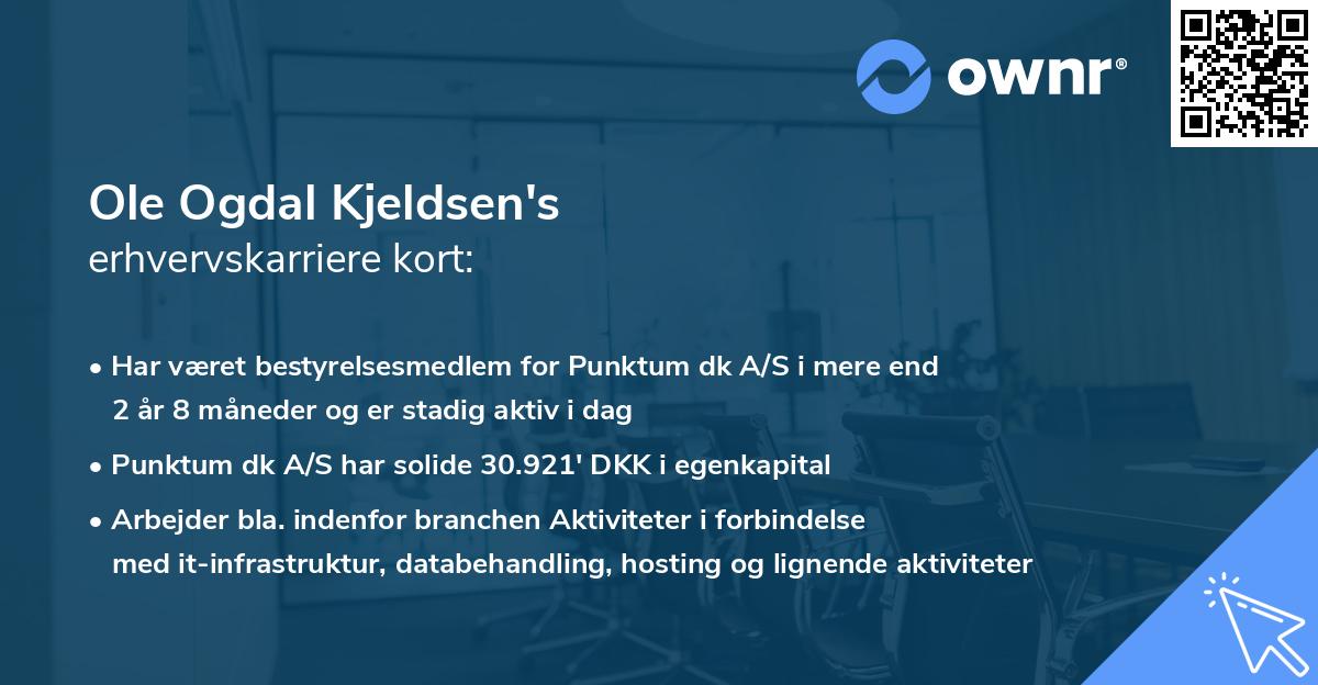 Ole Ogdal Kjeldsen's erhvervskarriere kort