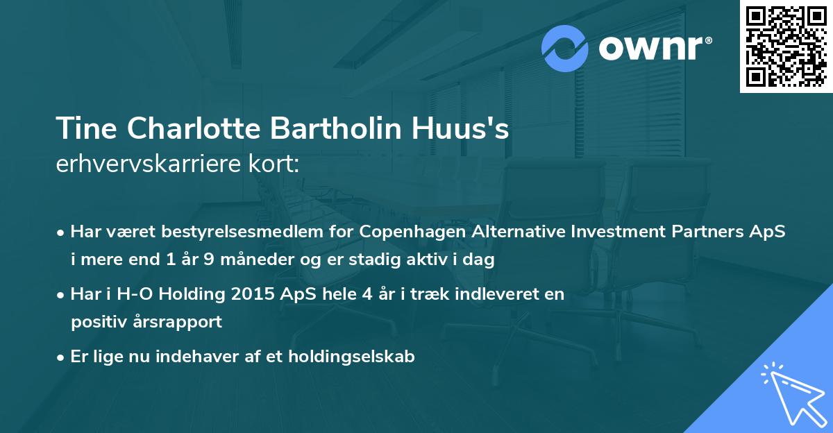 Tine Charlotte Bartholin Huus's erhvervskarriere kort