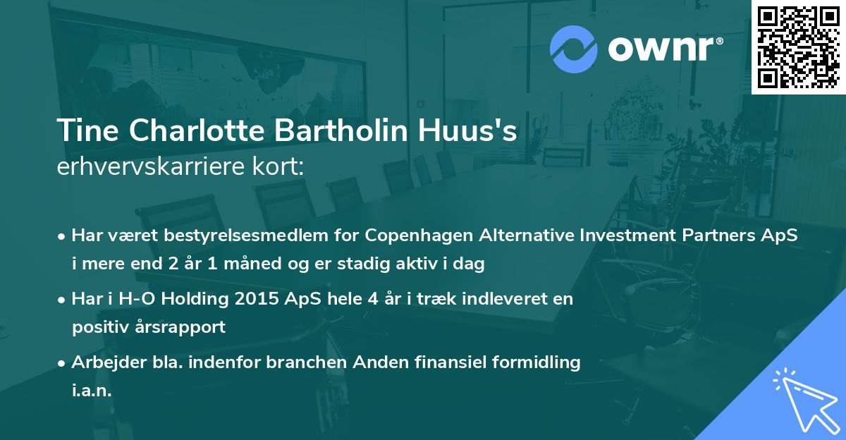 Tine Charlotte Bartholin Huus's erhvervskarriere kort