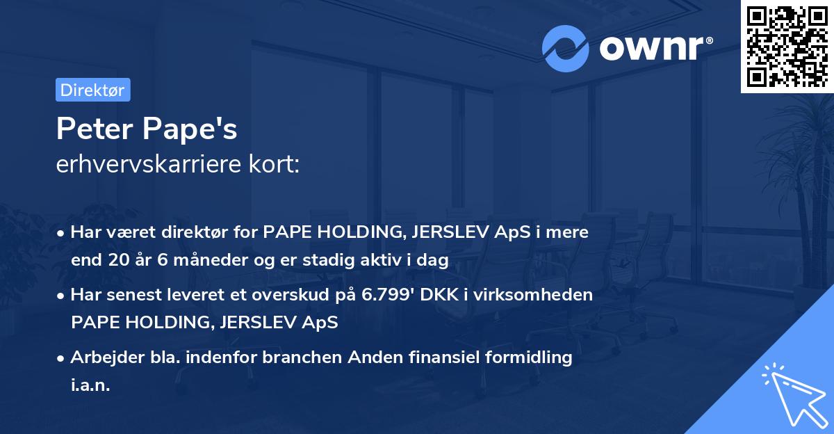 Peter Pape's erhvervskarriere kort