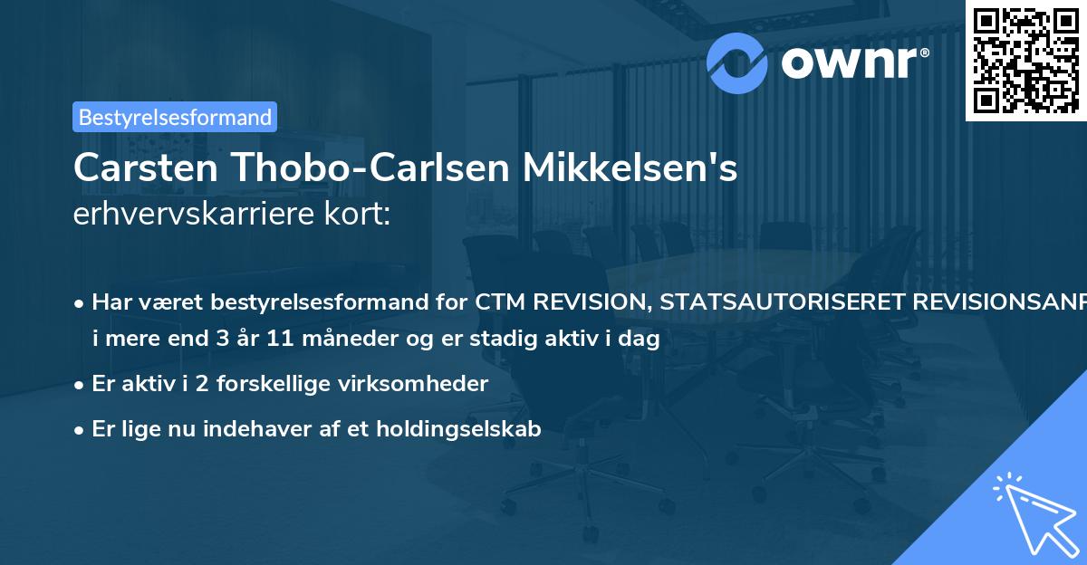 Carsten Thobo-Carlsen Mikkelsen's erhvervskarriere kort