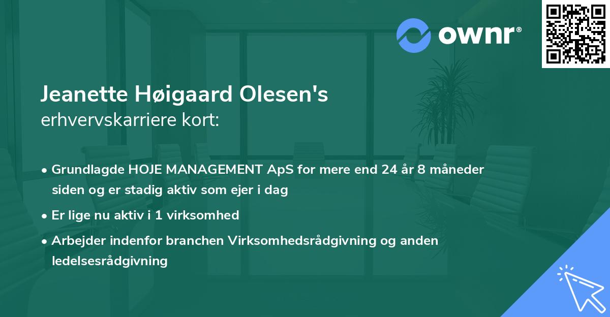 Jeanette Høigaard Olesen's erhvervskarriere kort