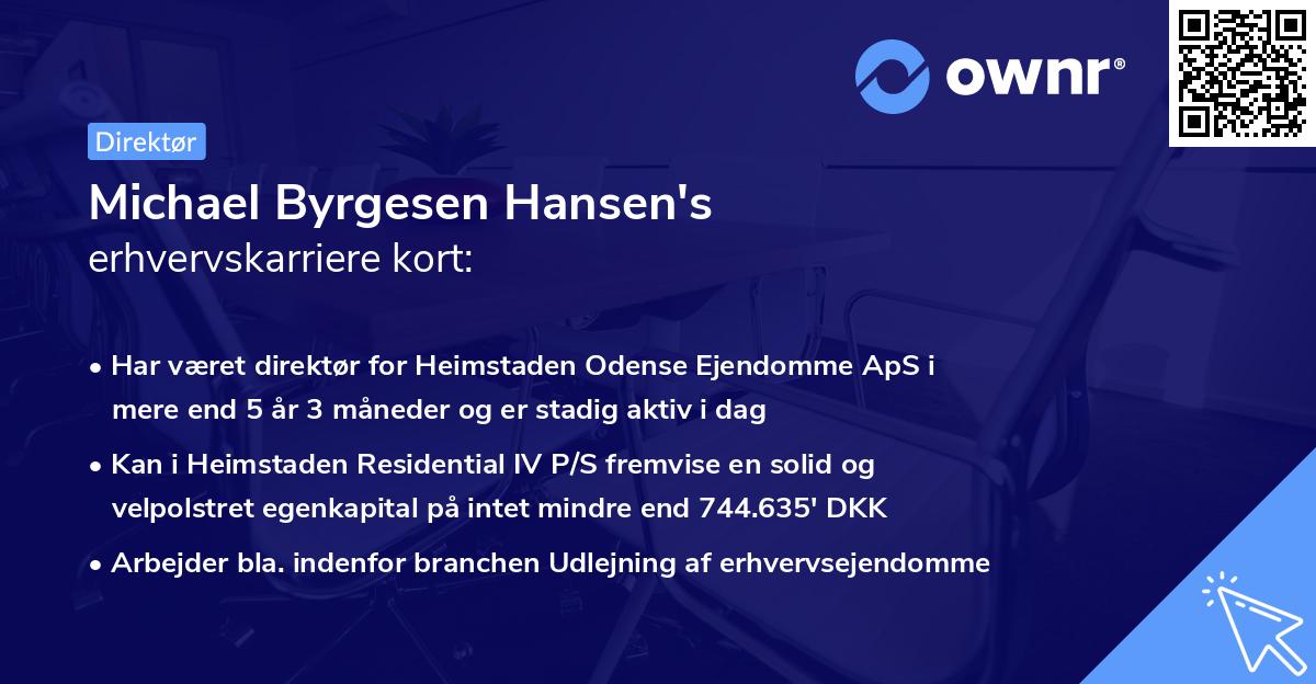 Michael Byrgesen Hansen's erhvervskarriere kort