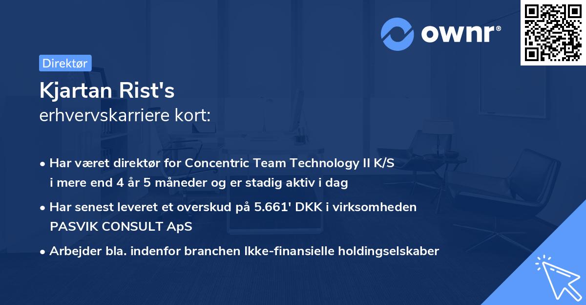 Kjartan Rist's erhvervskarriere kort