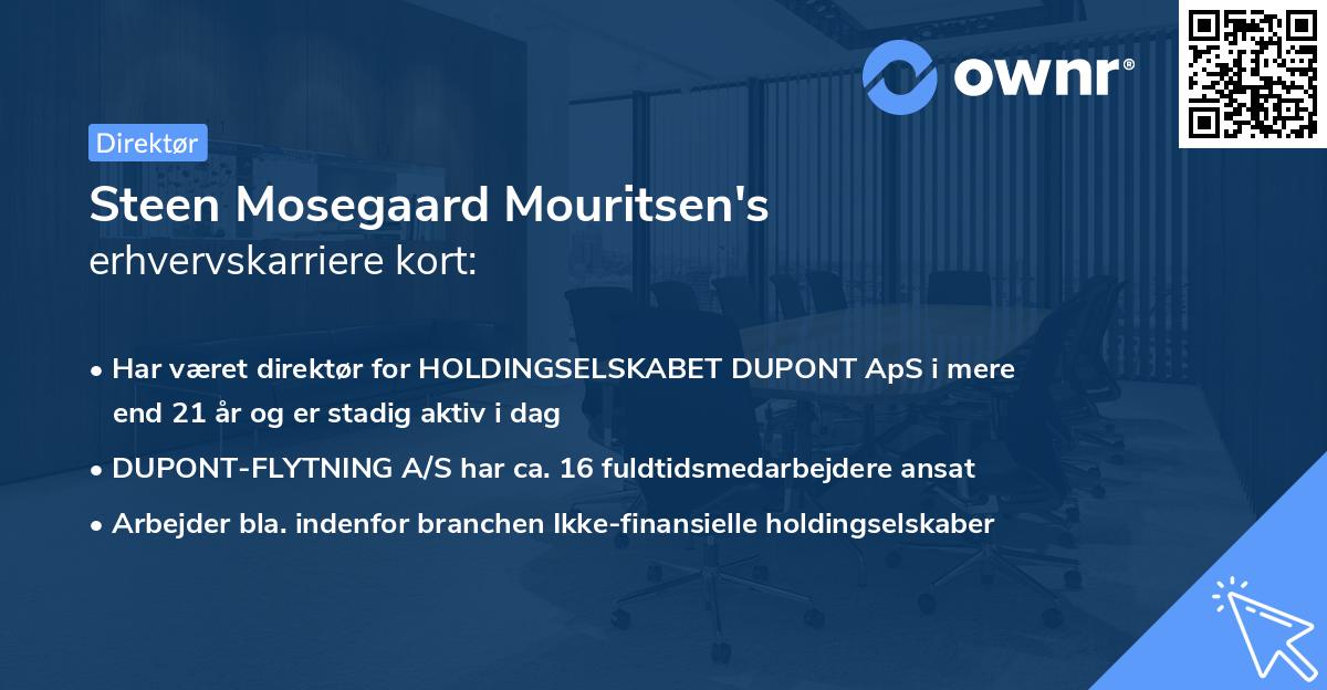 Steen Mosegaard Mouritsen's erhvervskarriere kort