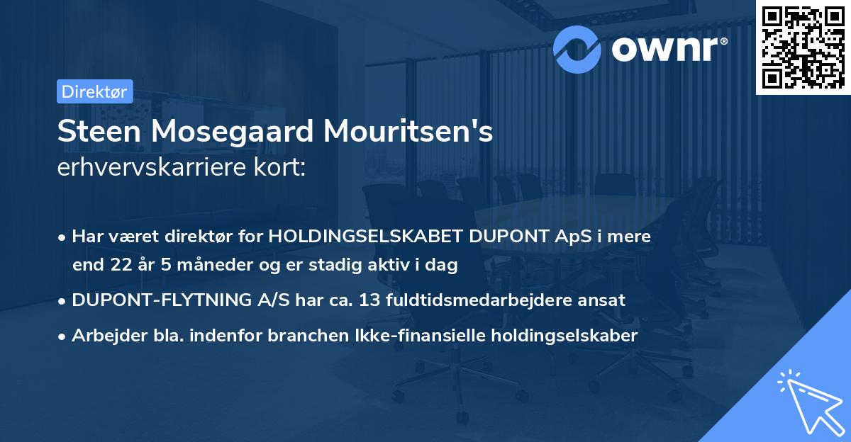 Steen Mosegaard Mouritsen's erhvervskarriere kort