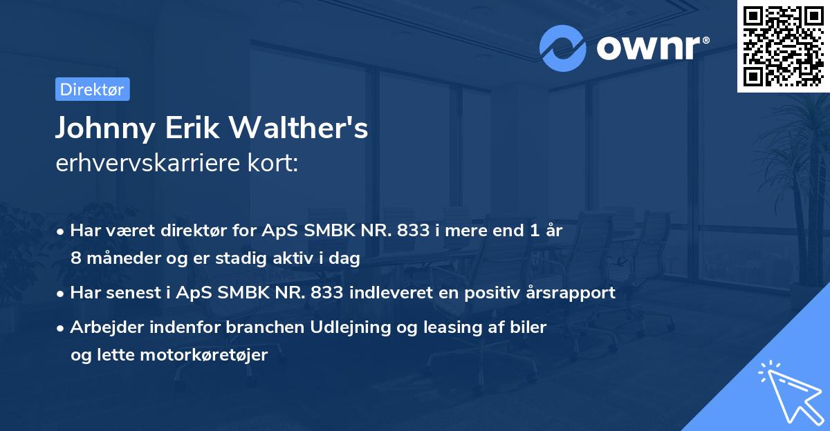 Johnny Erik Walther's erhvervskarriere kort