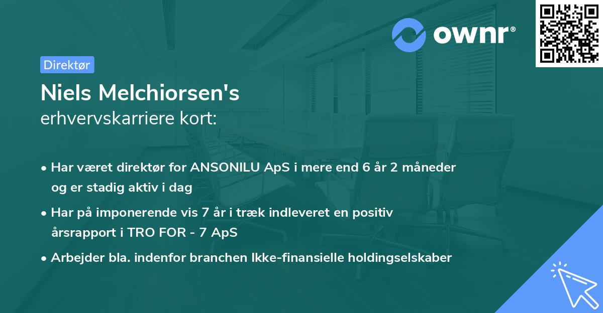 Niels Melchiorsen's erhvervskarriere kort