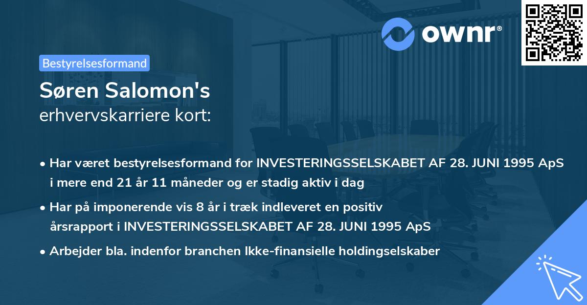 Søren Salomon's erhvervskarriere kort