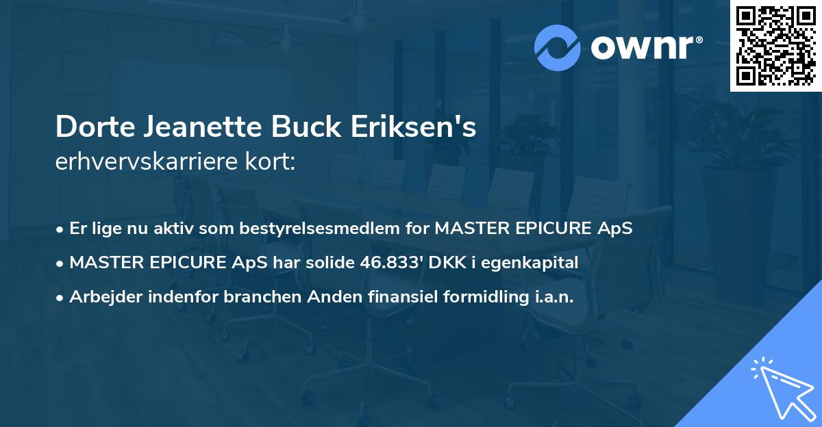 Dorte Jeanette Buck Eriksen's erhvervskarriere kort