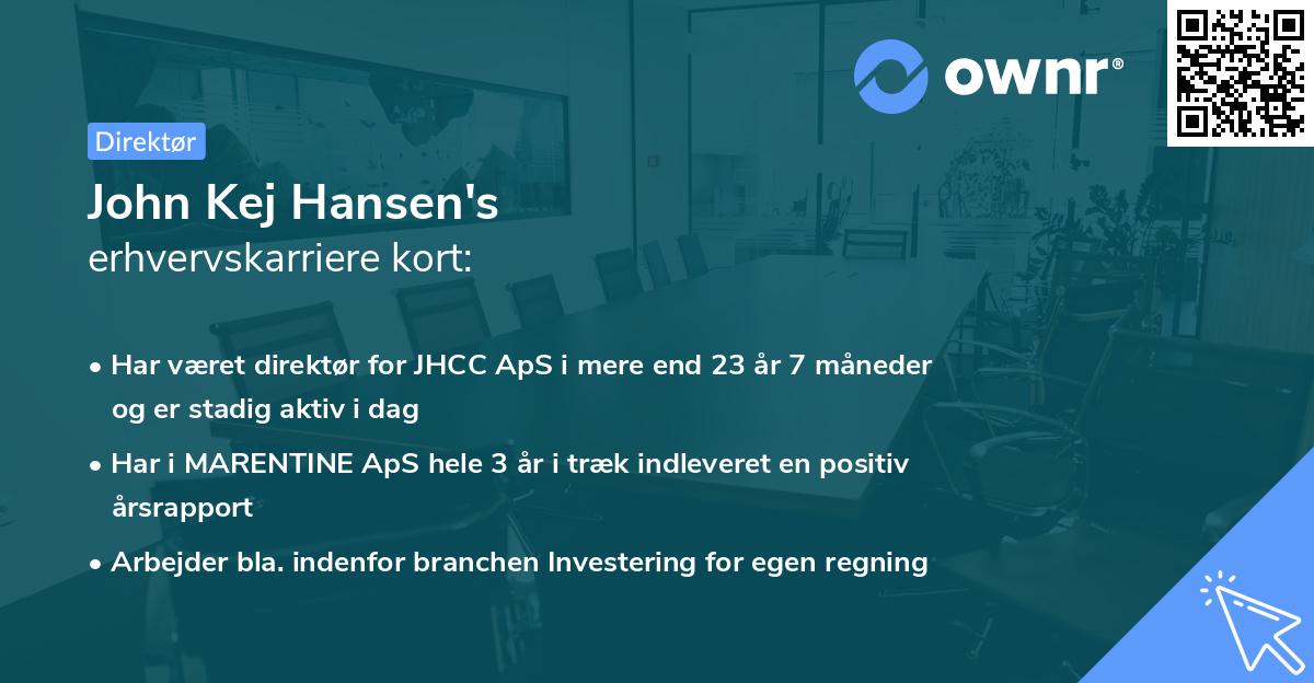 John Kej Hansen's erhvervskarriere kort