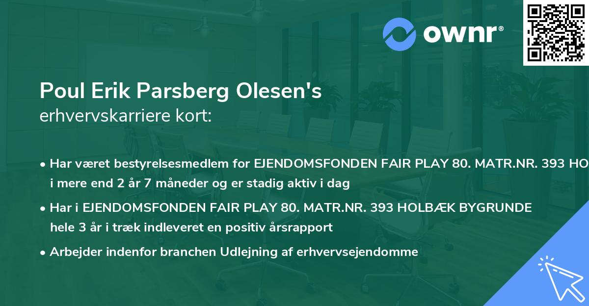 Poul Erik Parsberg Olesen's erhvervskarriere kort