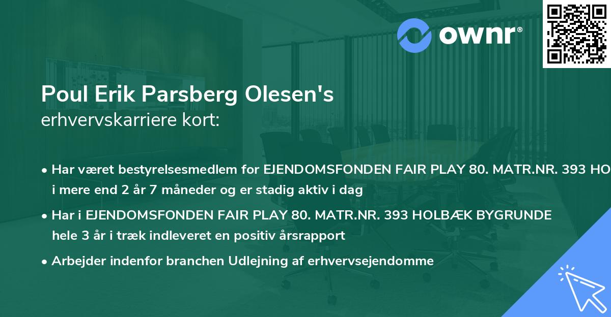 Poul Erik Parsberg Olesen's erhvervskarriere kort