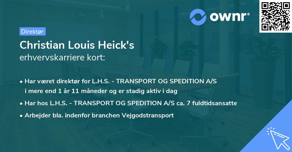 Christian Louis Heick's erhvervskarriere kort