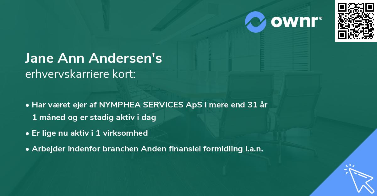 Jane Ann Andersen's erhvervskarriere kort