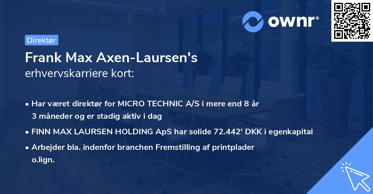 Frank Max Axen-Laursen's erhvervskarriere kort