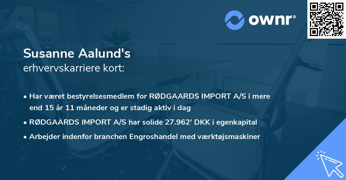 Susanne Aalund's erhvervskarriere kort