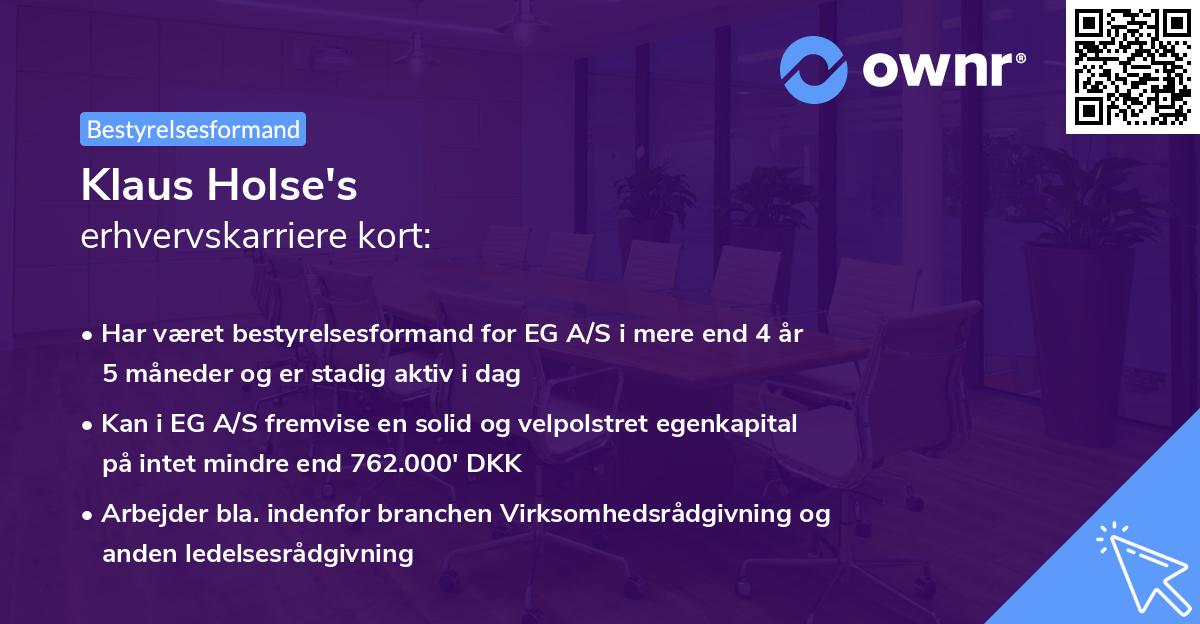 Klaus Holse's erhvervskarriere kort