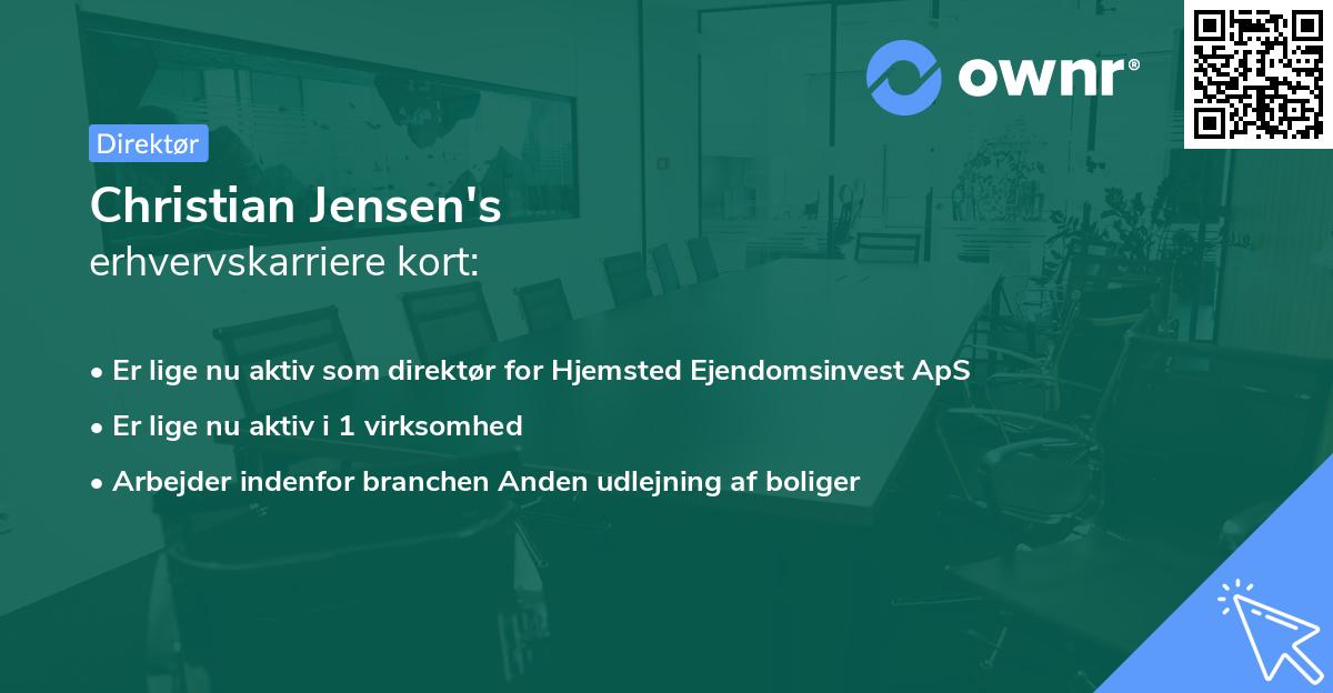 Christian Jensen's erhvervskarriere kort