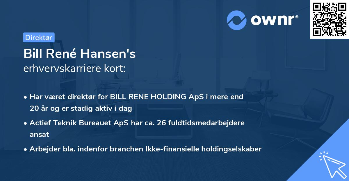 Bill René Hansen's erhvervskarriere kort