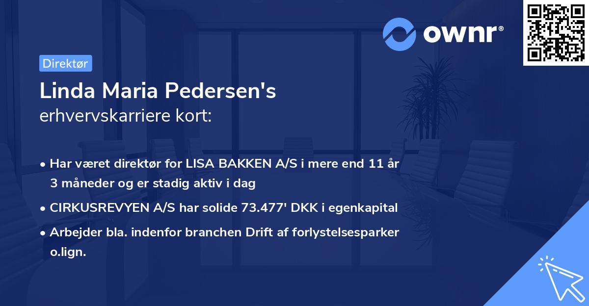 Linda Maria Pedersen's erhvervskarriere kort