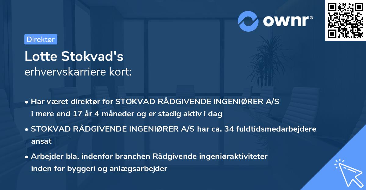 Lotte Stokvad's erhvervskarriere kort