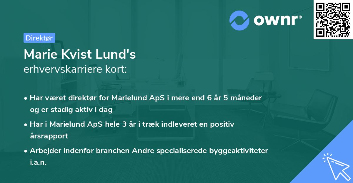 Marie Kvist Lund's erhvervskarriere kort