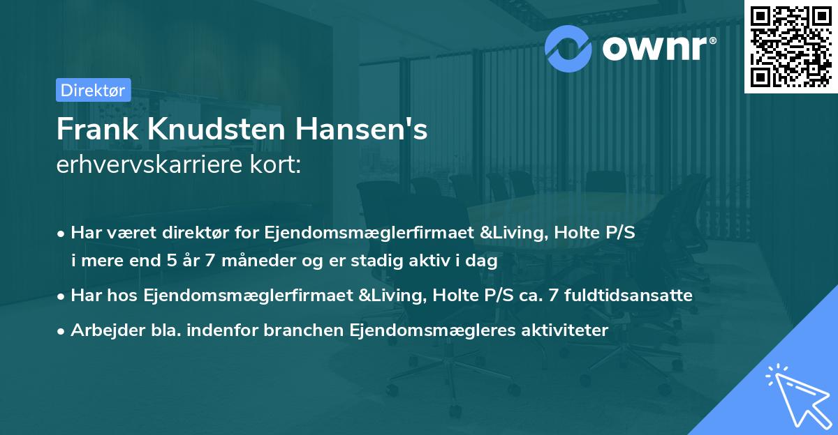 Frank Knudsten Hansen's erhvervskarriere kort