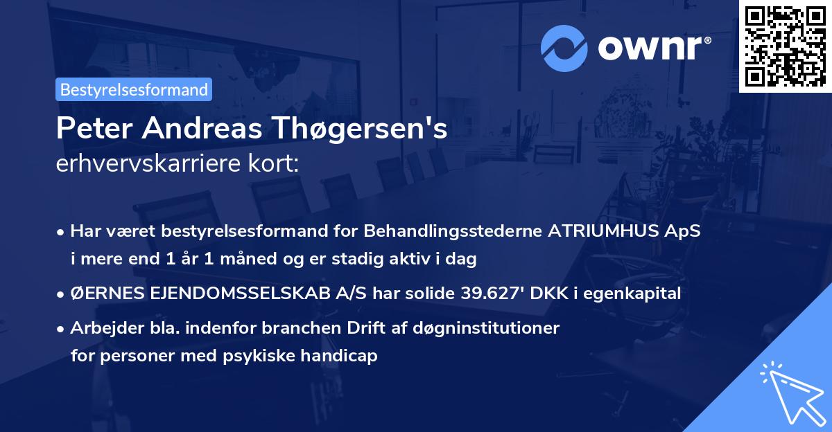 Peter Andreas Thøgersen's erhvervskarriere kort