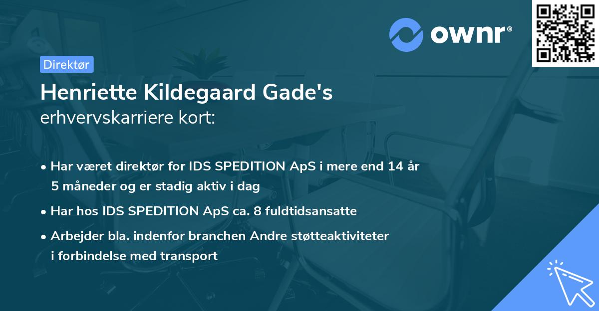 Henriette Kildegaard Gade's erhvervskarriere kort