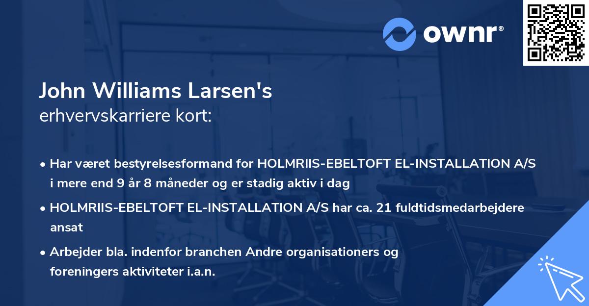 John Williams Larsen's erhvervskarriere kort