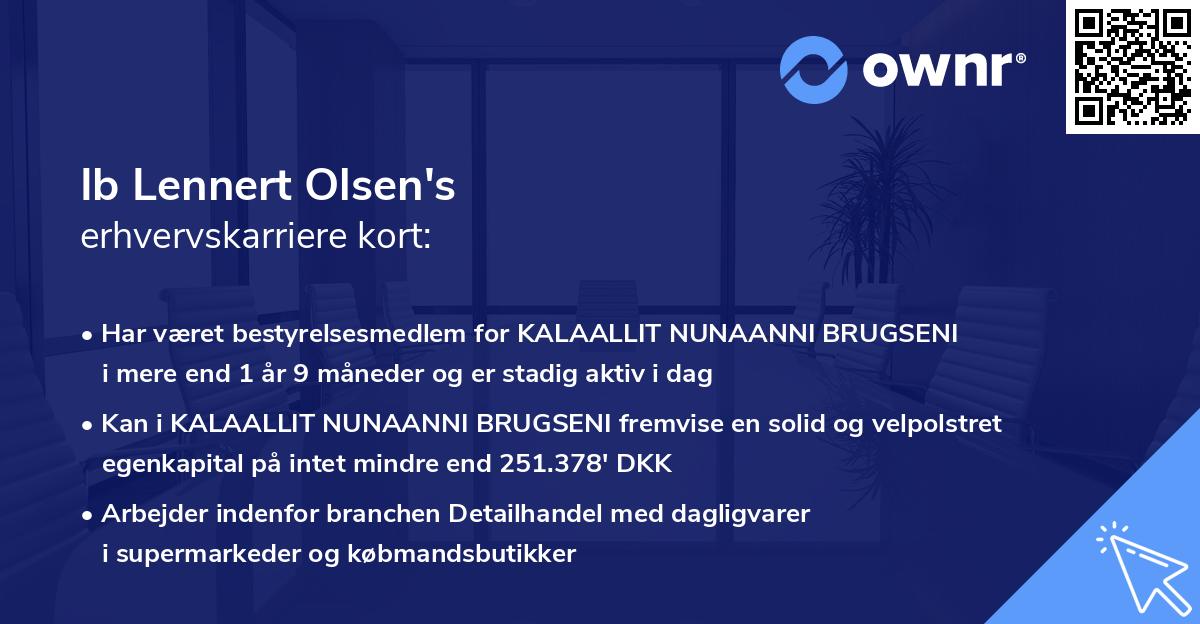 Ib Lennert Olsen's erhvervskarriere kort