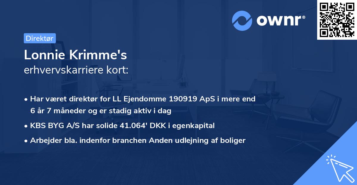 Lonnie Krimme's erhvervskarriere kort