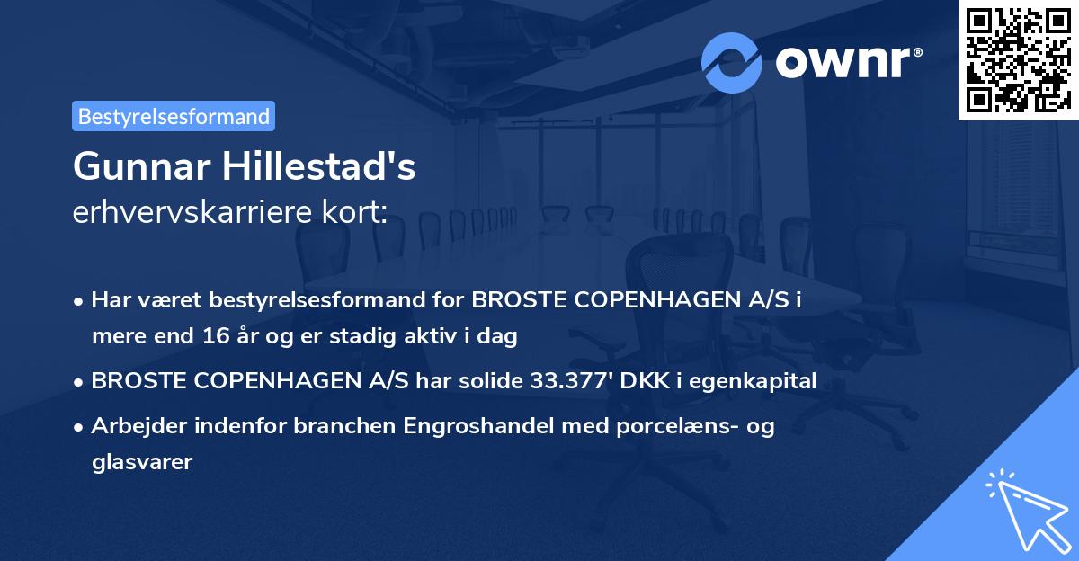 Gunnar Hillestad's erhvervskarriere kort
