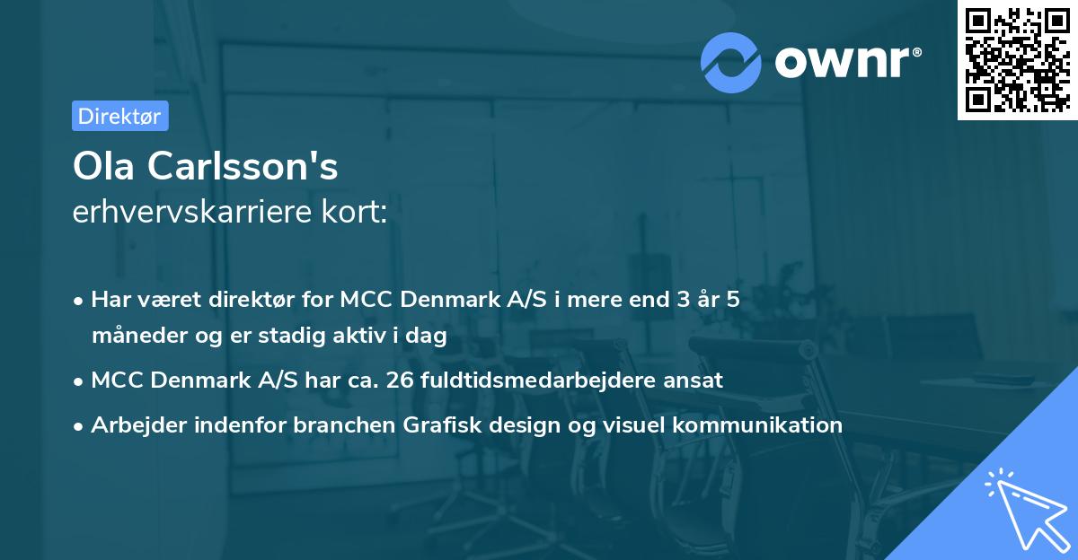 Ola Carlsson's erhvervskarriere kort