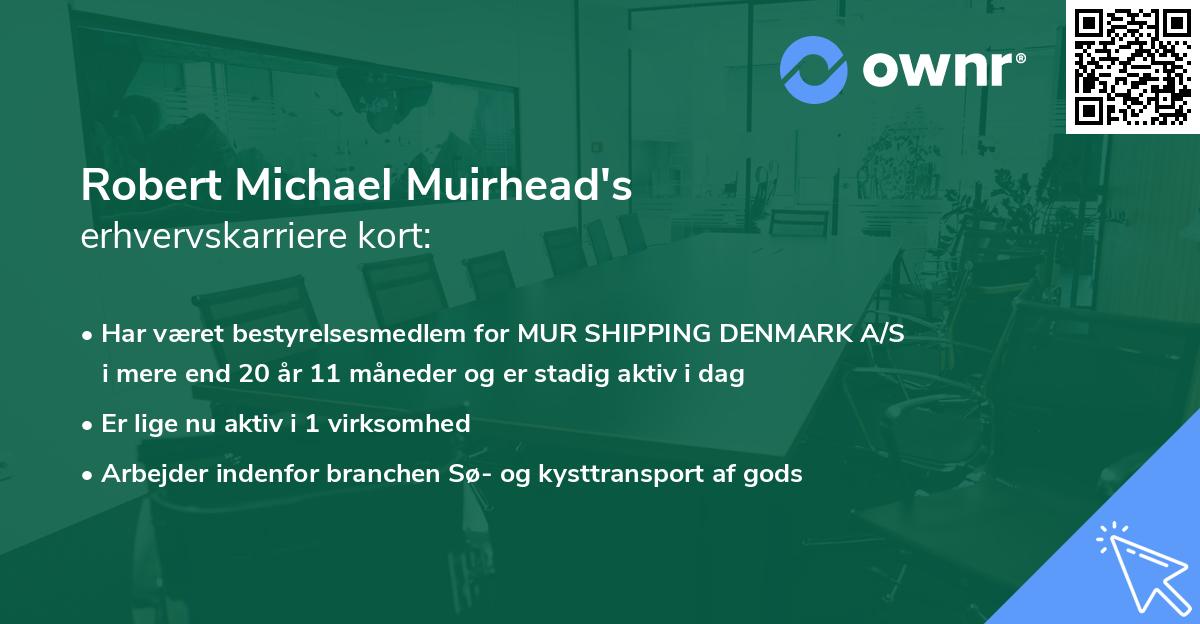 Robert Michael Muirhead's erhvervskarriere kort