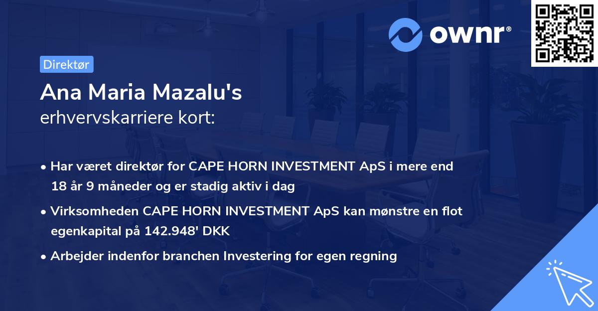 Ana Maria Mazalu's erhvervskarriere kort