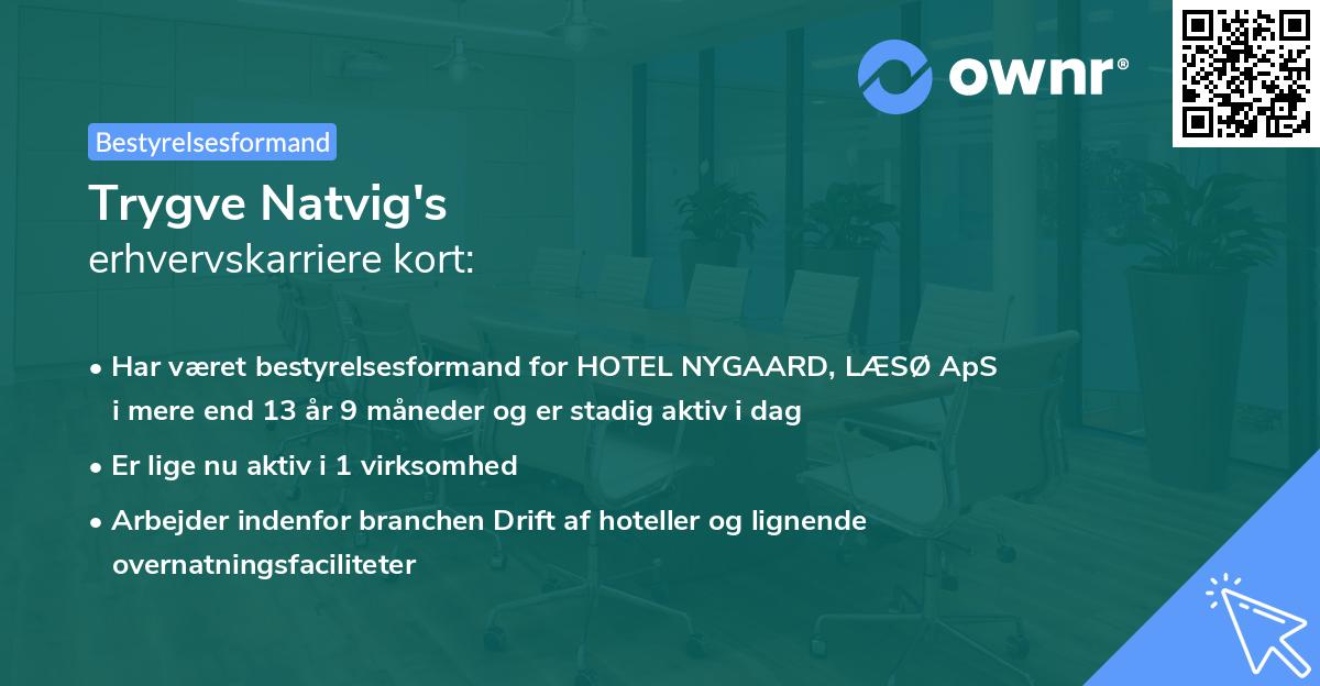 Trygve Natvig's erhvervskarriere kort