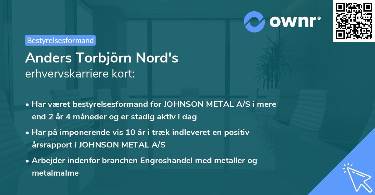 Anders Torbjörn Nord's erhvervskarriere kort