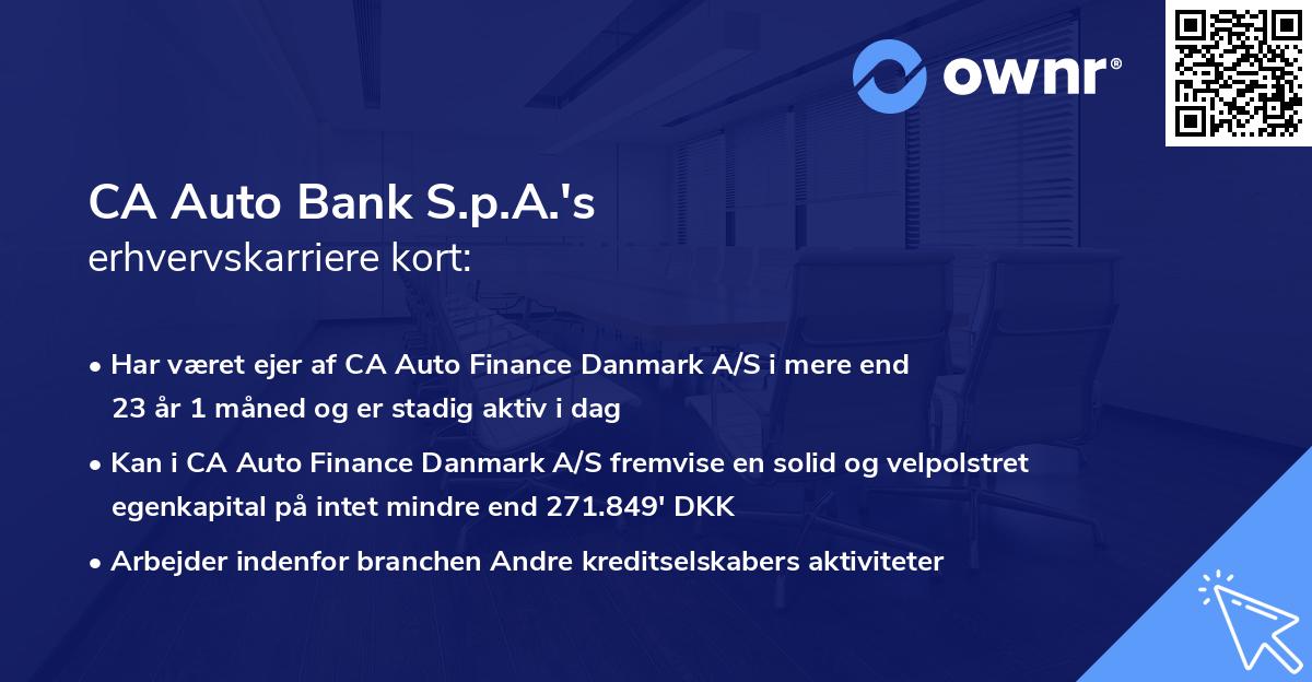 CA Auto Bank S.p.A.'s erhvervskarriere kort